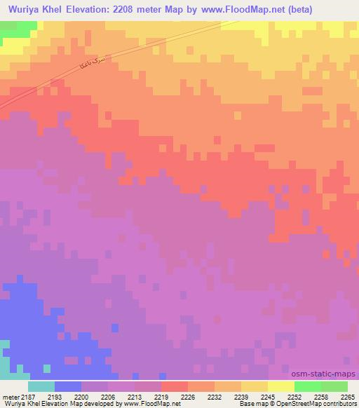 Wuriya Khel,Afghanistan Elevation Map