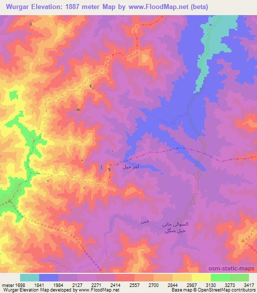 Wurgar,Afghanistan Elevation Map