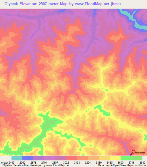 `Olyatak,Afghanistan Elevation Map