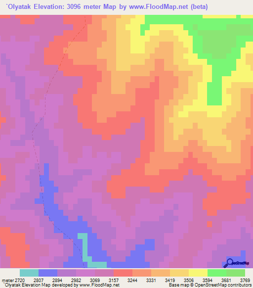 `Olyatak,Afghanistan Elevation Map