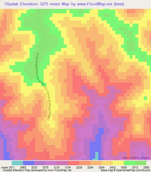 `Olyatak,Afghanistan Elevation Map