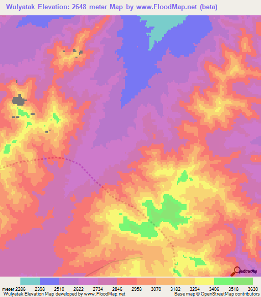 Wulyatak,Afghanistan Elevation Map