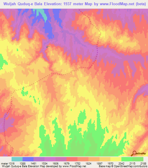 Wuljah Quduq-e Bala,Afghanistan Elevation Map