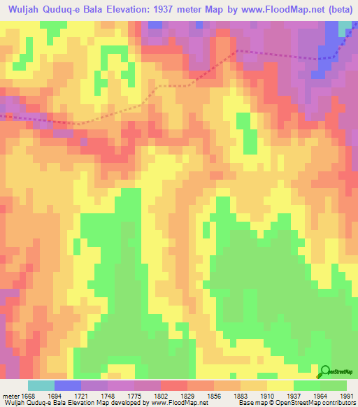 Wuljah Quduq-e Bala,Afghanistan Elevation Map