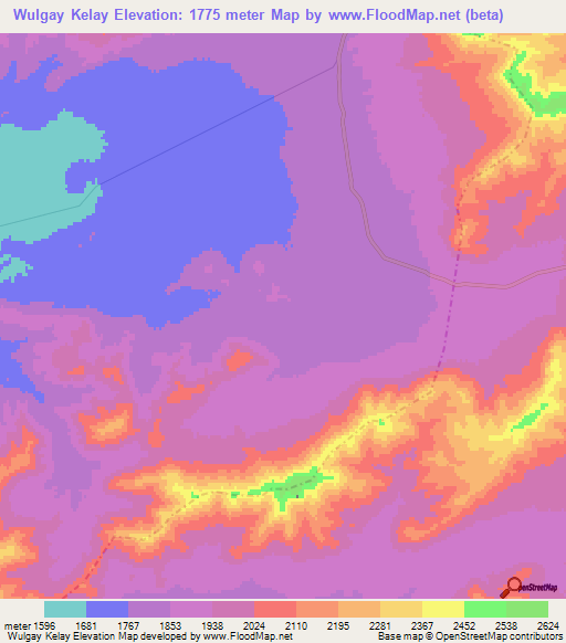 Wulgay Kelay,Afghanistan Elevation Map