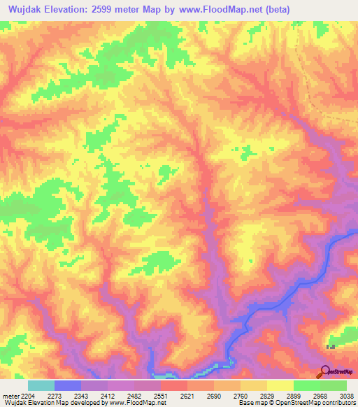 Wujdak,Afghanistan Elevation Map