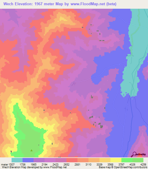 Wech,Afghanistan Elevation Map