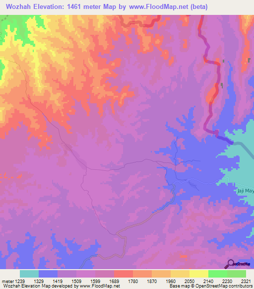 Wozhah,Afghanistan Elevation Map