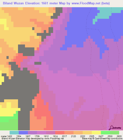 Biland Wuzan,Afghanistan Elevation Map