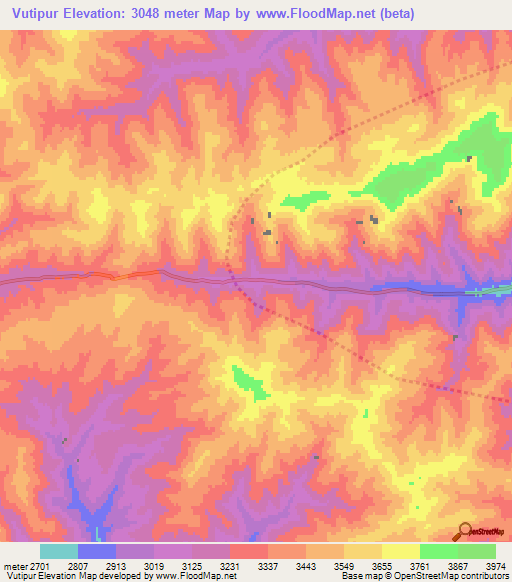 Vutipur,Afghanistan Elevation Map