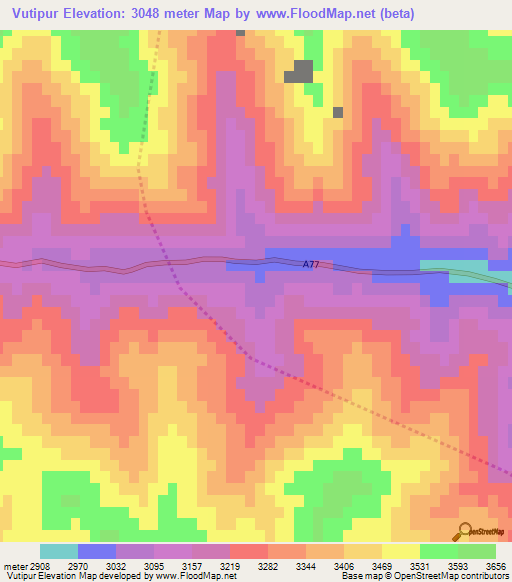 Vutipur,Afghanistan Elevation Map