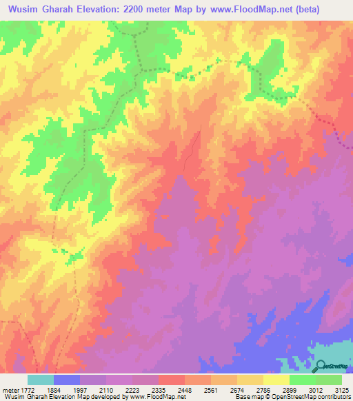 Wusim Gharah,Afghanistan Elevation Map