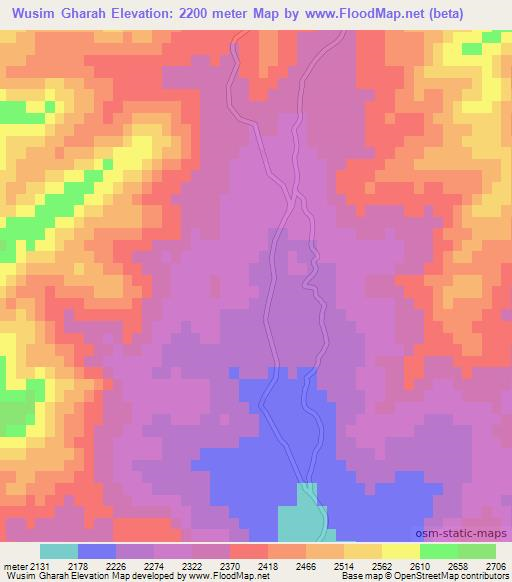 Wusim Gharah,Afghanistan Elevation Map