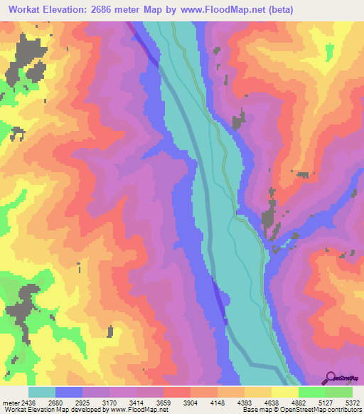 Workat,Afghanistan Elevation Map
