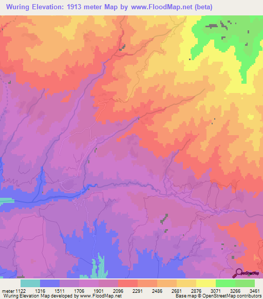 Wuring,Afghanistan Elevation Map
