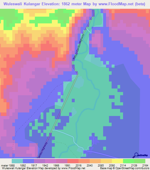 Wuleswali Kulangar,Afghanistan Elevation Map
