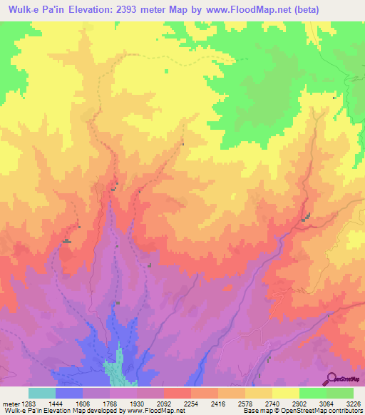 Wulk-e Pa'in,Afghanistan Elevation Map