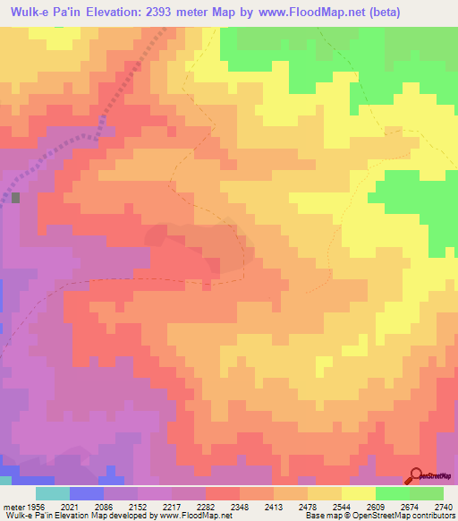 Wulk-e Pa'in,Afghanistan Elevation Map