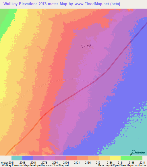Wulikay,Afghanistan Elevation Map