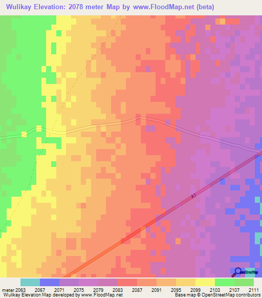 Wulikay,Afghanistan Elevation Map