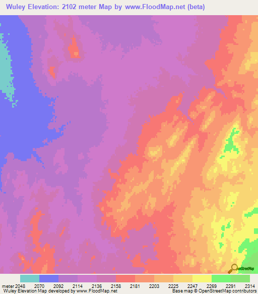Wuley,Afghanistan Elevation Map