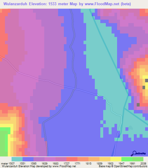 Wulanzarduh,Afghanistan Elevation Map