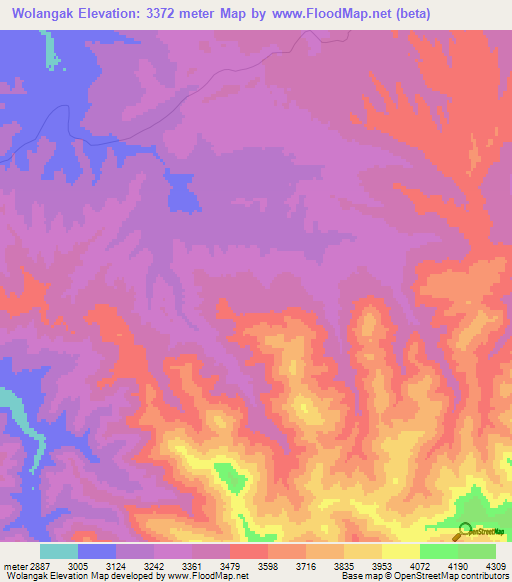 Wolangak,Afghanistan Elevation Map
