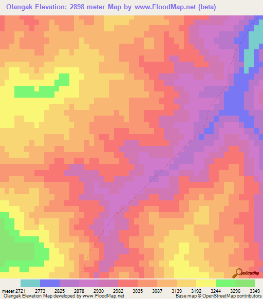 Olangak,Afghanistan Elevation Map
