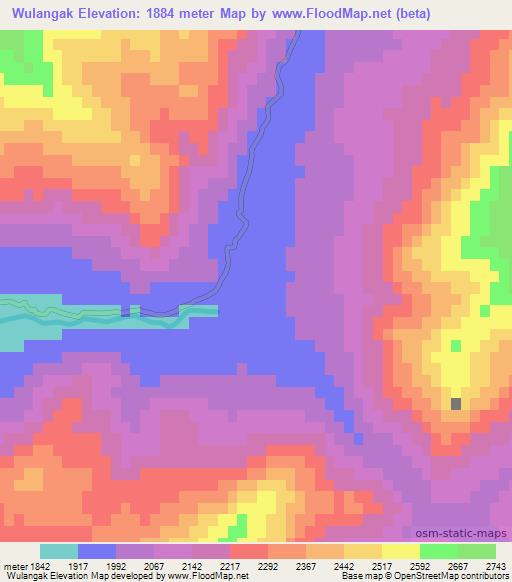 Wulangak,Afghanistan Elevation Map