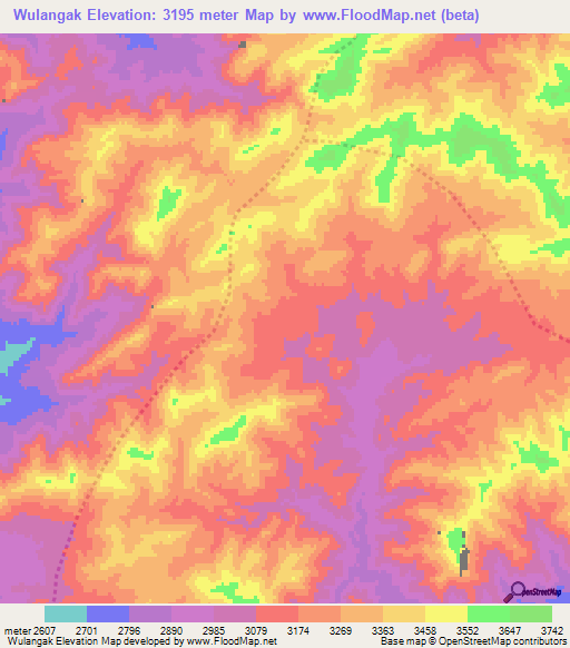Wulangak,Afghanistan Elevation Map