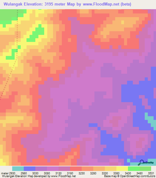 Wulangak,Afghanistan Elevation Map