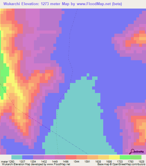 Wukarchi,Afghanistan Elevation Map