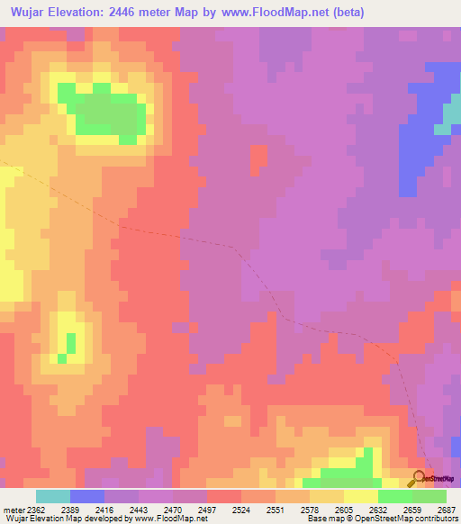 Wujar,Afghanistan Elevation Map