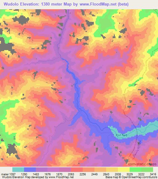 Wudolo,Afghanistan Elevation Map
