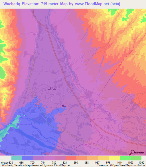 Wuchariq,Afghanistan Elevation Map