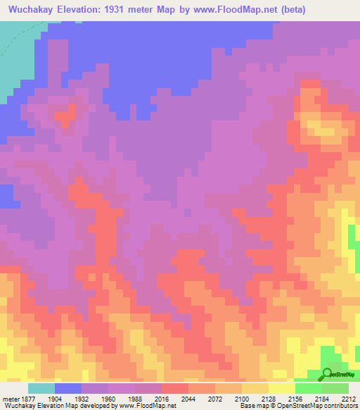 Wuchakay,Afghanistan Elevation Map