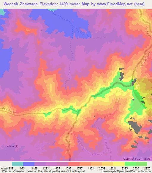 Wechah Zhawarah,Afghanistan Elevation Map