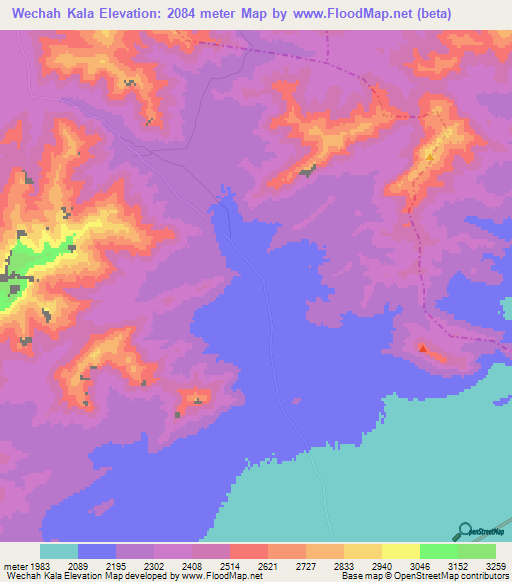 Wechah Kala,Afghanistan Elevation Map