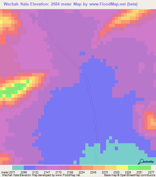 Wechah Kala,Afghanistan Elevation Map
