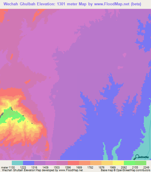 Wechah Ghulbah,Afghanistan Elevation Map