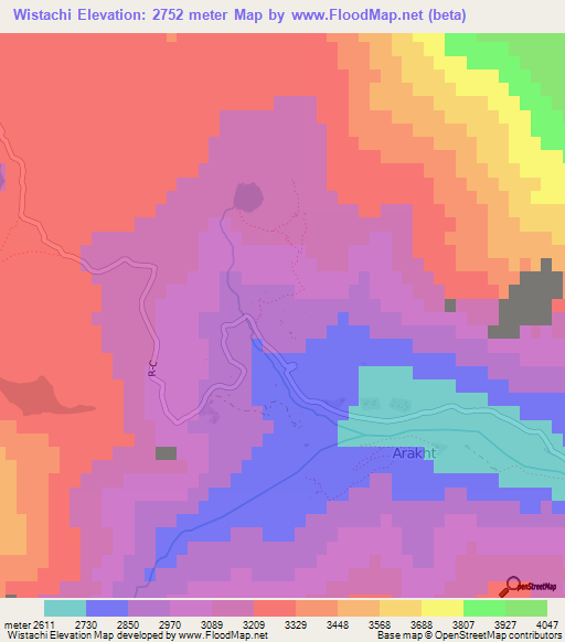Wistachi,Afghanistan Elevation Map
