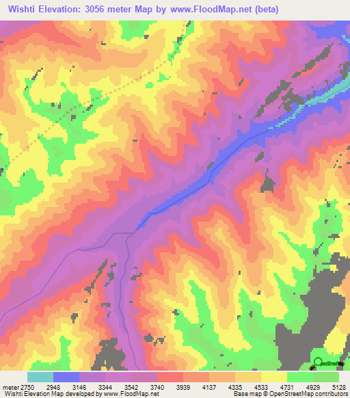Wishti,Afghanistan Elevation Map