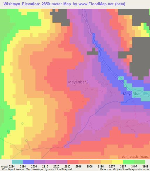 Wishtayn,Afghanistan Elevation Map