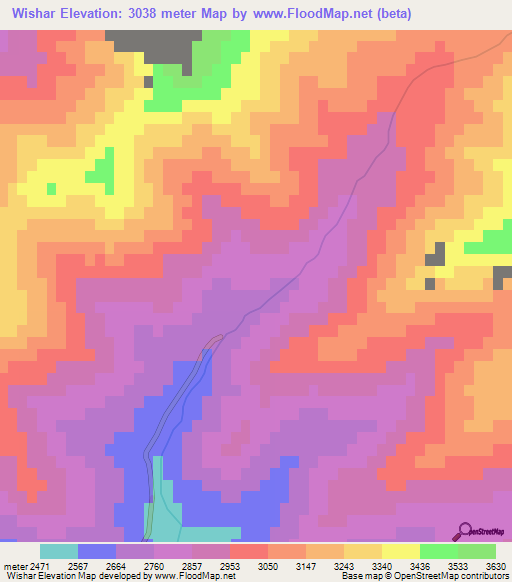 Wishar,Afghanistan Elevation Map