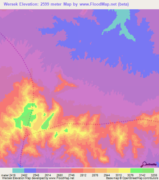 Wersek,Afghanistan Elevation Map