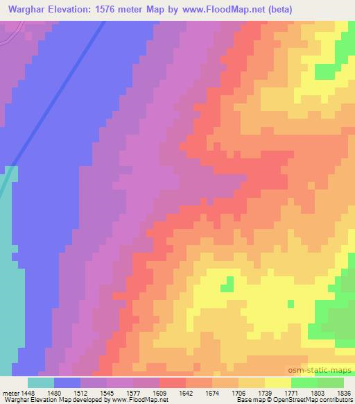 Warghar,Afghanistan Elevation Map