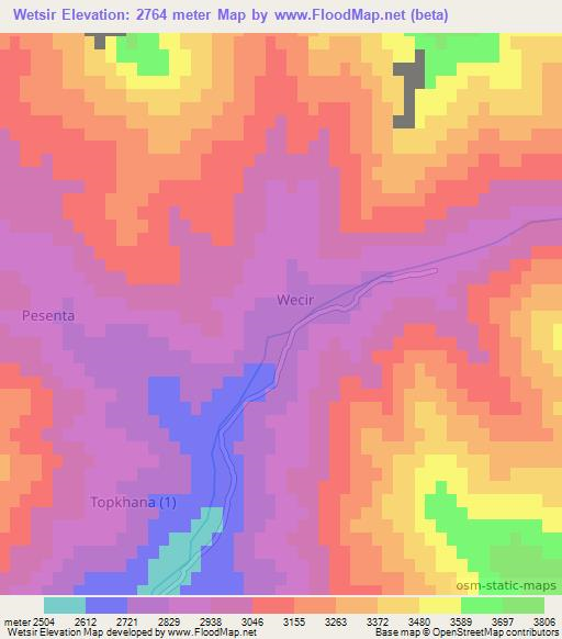 Wetsir,Afghanistan Elevation Map