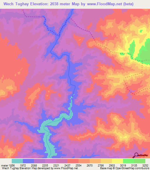 Wech Tughay,Afghanistan Elevation Map