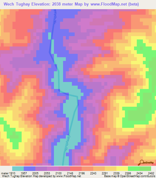 Wech Tughay,Afghanistan Elevation Map