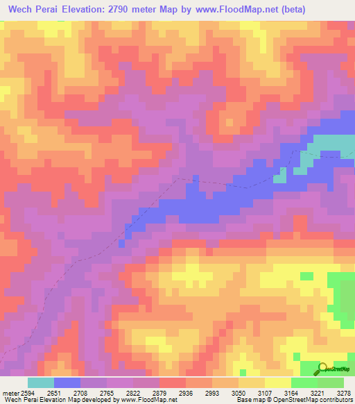 Wech Perai,Afghanistan Elevation Map